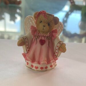 Cherished Teddies Pink Angel Bear with Heart Accents